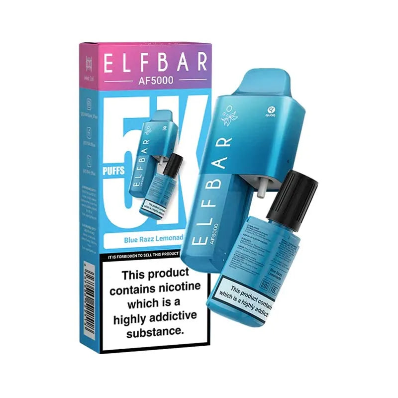 elf bar af5000 prefilled pod vape kit - blue-razz-lemonade