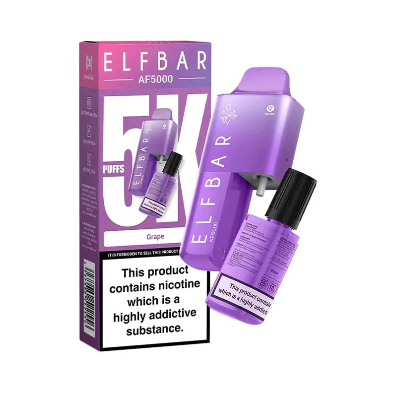 elf bar af5000 prefilled pod vape kit - grape