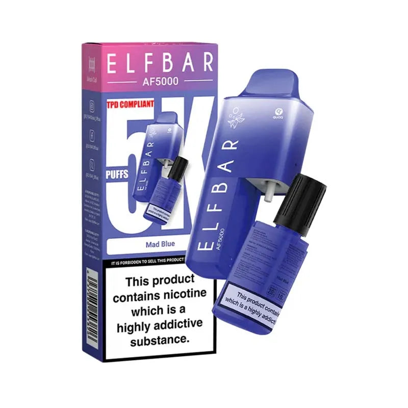 elf bar af5000 prefilled pod vape kit - mad-blue