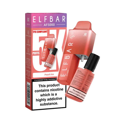 elf bar af5000 prefilled pod vape kit - peach-ice