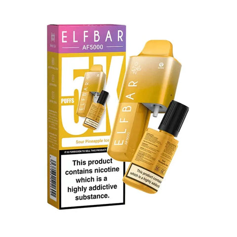 elf bar af5000 prefilled pod vape kit - sour-pineapple-ice